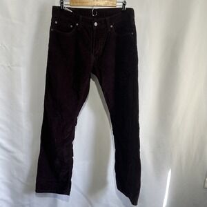 Levi's 514 Corduroy Pants Mens 34x30 Maroon Straight Fit Preppy Zip Fly Casual